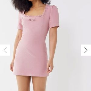 UO Claudia Corduroy Square-Neck Mini Dress